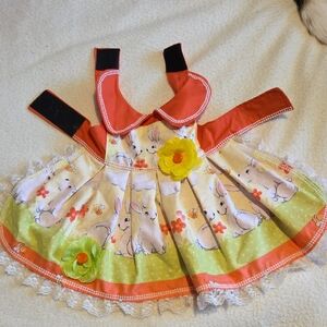 Handmade EASTER dog (F) Bunny Print Costume Dress For Small Breed